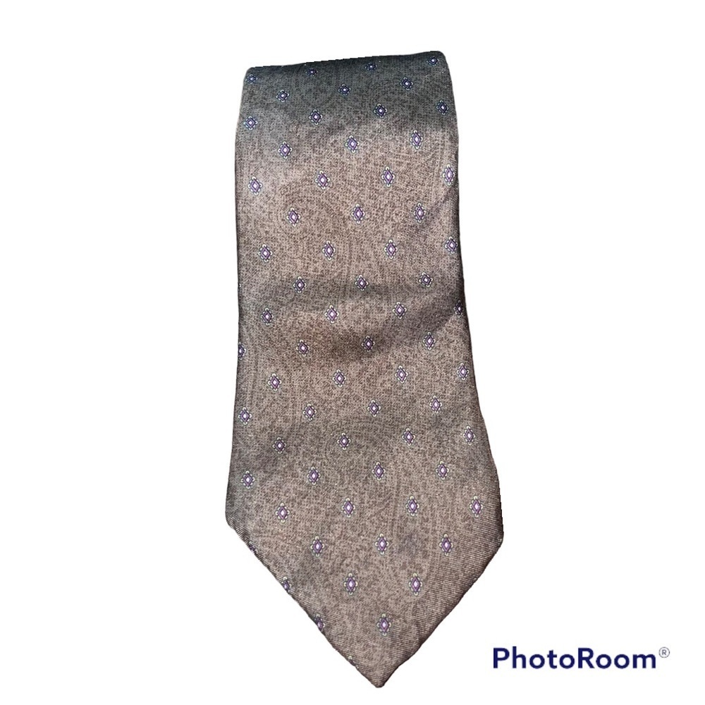 Saint Laurent. YSL tie. Black Silk. Italy Brown Paisley Silk GUC